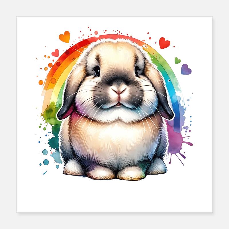 Don du Lapin Bélier Nain Poster 40 x 40 cm
