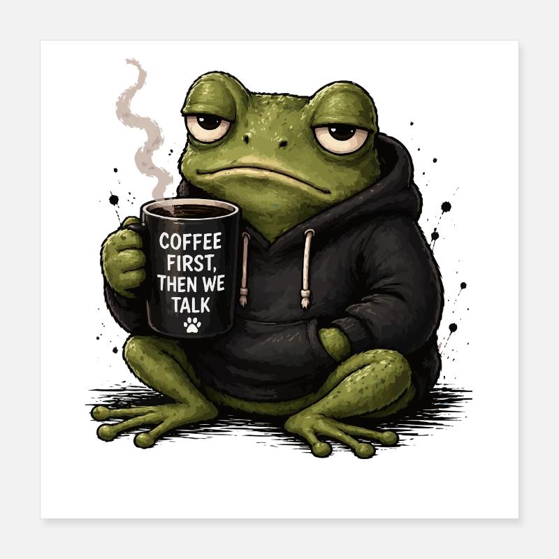 Grenouille à café en sweat à capuche Poster 40 x 40 cm