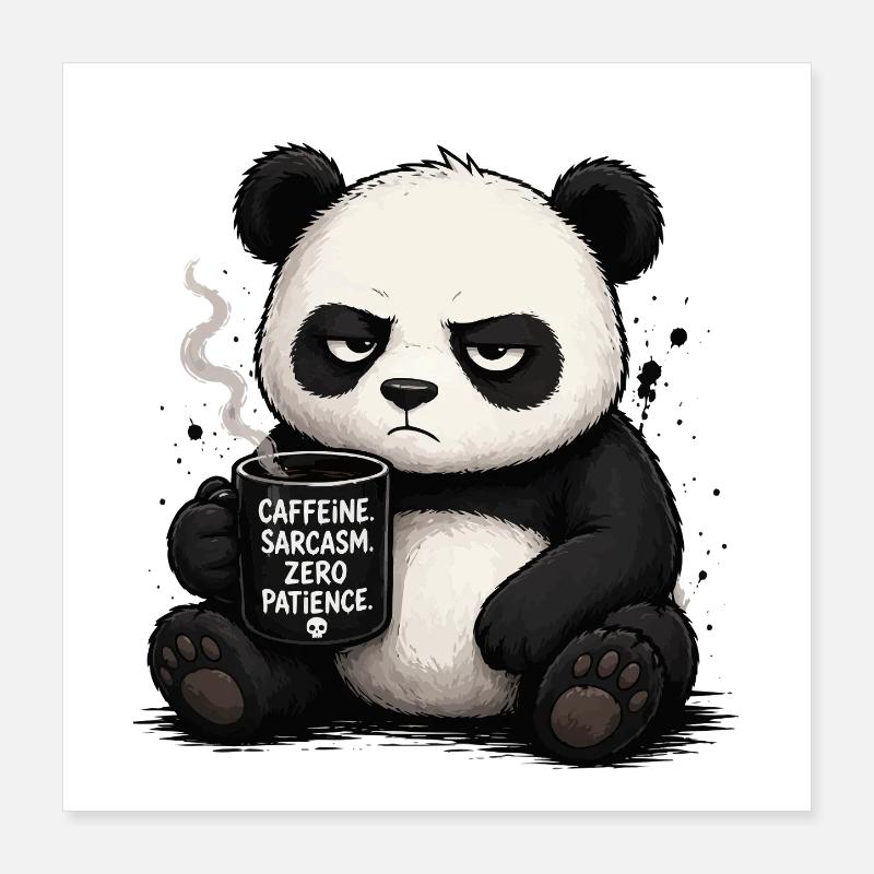 Coffee panda with sarcasm - Poster 16" x 16" (40x40 cm) - white