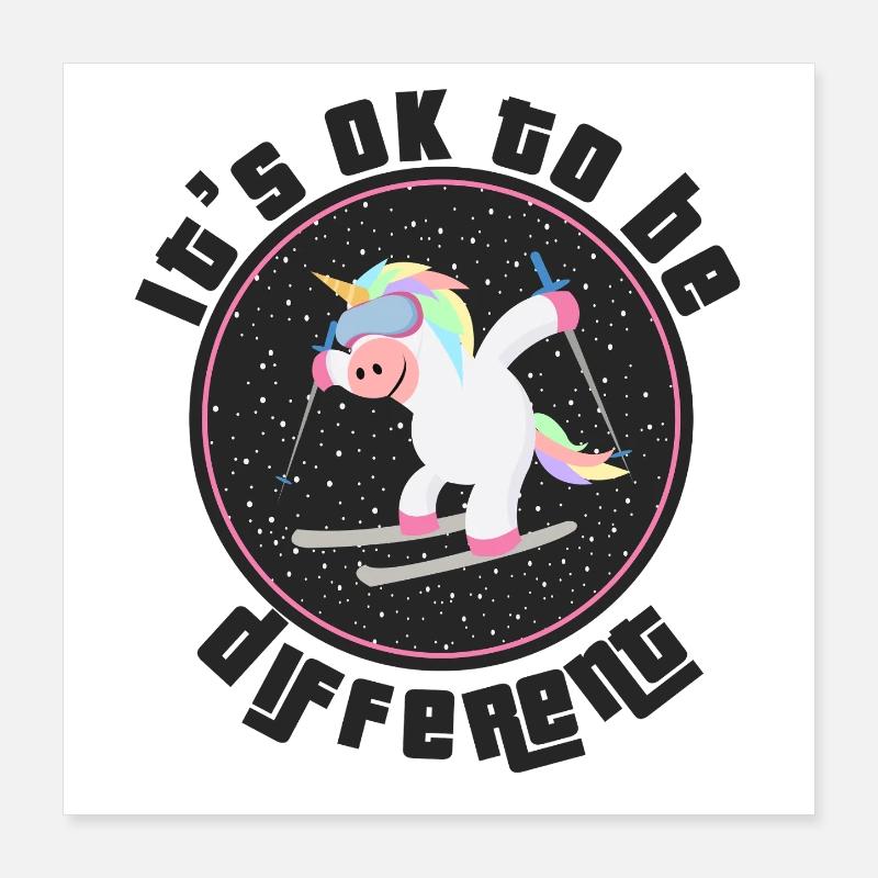 C’est normal d’être un autre licorne en ski Poster 40 x 40 cm