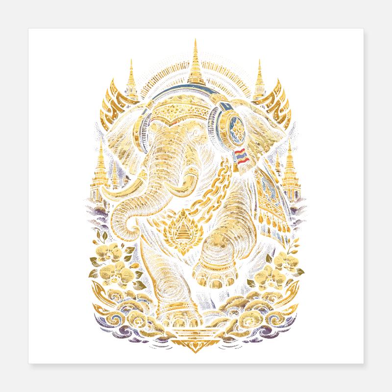 Éléphant de la Fierté Thaïlandaise Poster 40 x 40 cm