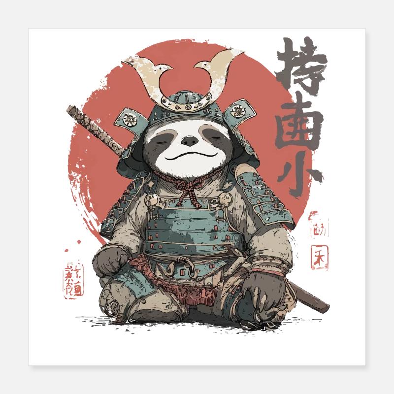 Faultier-Samurai-Rüstung Poster 40x40 cm