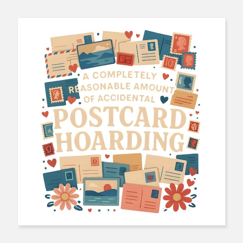 Hoarding Cards | Postcrossing Humor Poster 16" x 16" (40x40 cm)