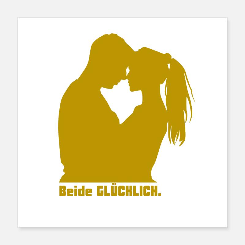 Beide Glücklich Kuss Silhouette Poster 40x40 cm