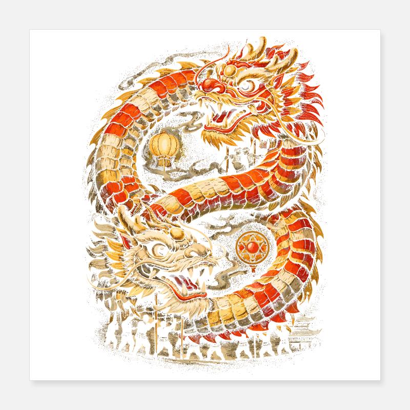 Dragon Dance Drachentanz Poster 40x40 cm