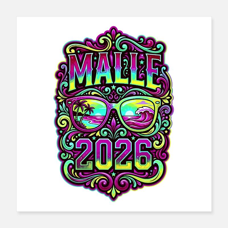 Malle 2026 Bunt Mallorca Poster 40x40 cm