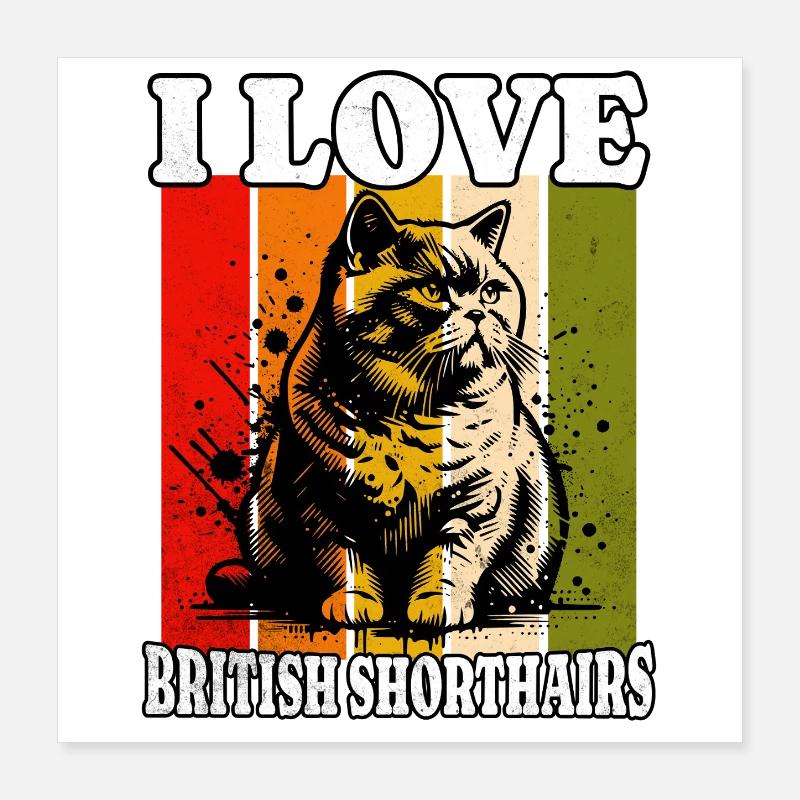 I Love British Shorthair Poster 40x40 cm
