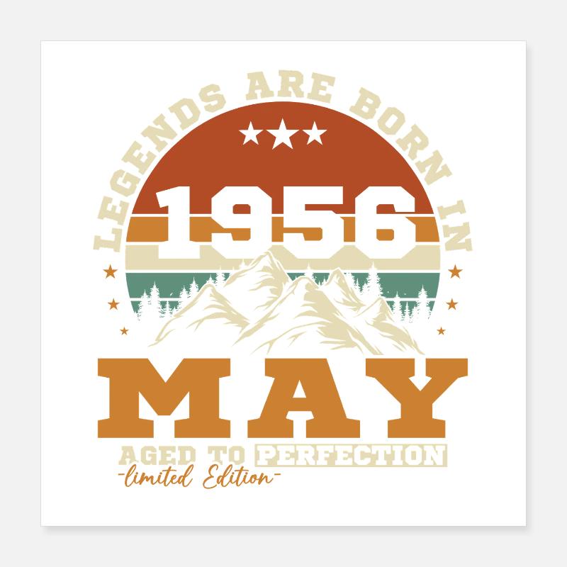 Geburtstagsgeschenk Mai 1956 Poster 40x40 cm