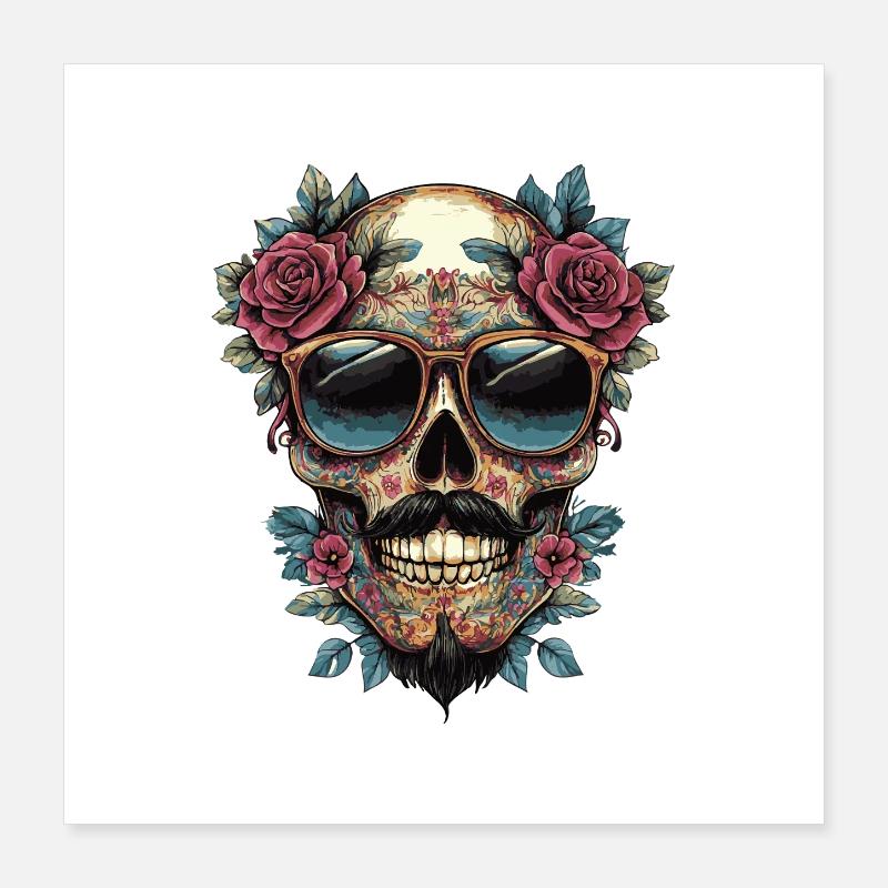 Fleurs de Crâne Poster 40 x 40 cm