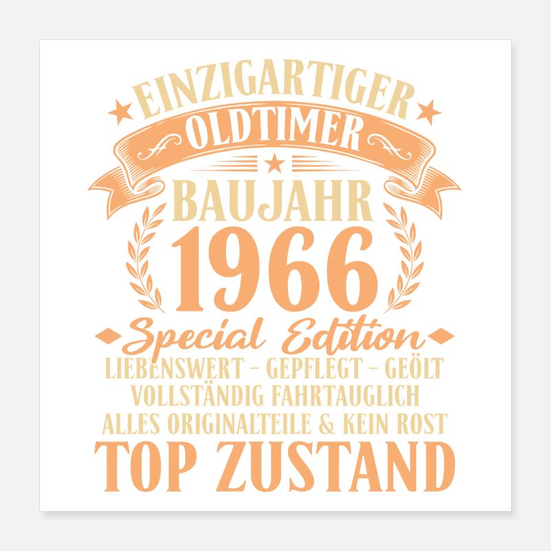 1966 Baujahr Oldtimer 60. Geburtstag Geschenkidee Poster 40x40 cm
