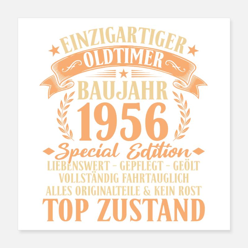 1956 Baujahr Oldtimer 70. Geburtstag Geschenkidee Poster 40x40 cm
