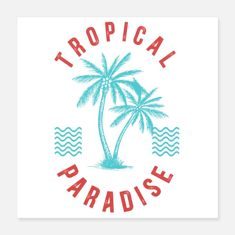 Tropical Paradise Retro Palm Badge Poster 16" x 16" (40x40 cm)