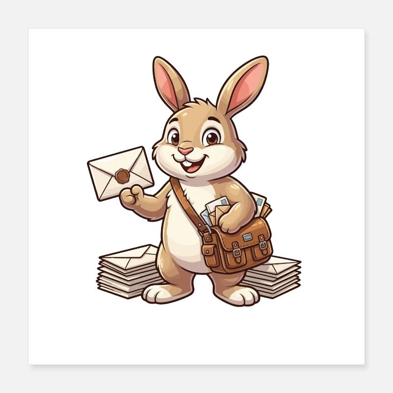 Lapin postal avec lettres Poster 40 x 40 cm