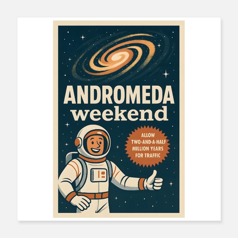 Andromeda Weekend | Space Humor Retro Poster 16" x 16" (40x40 cm)