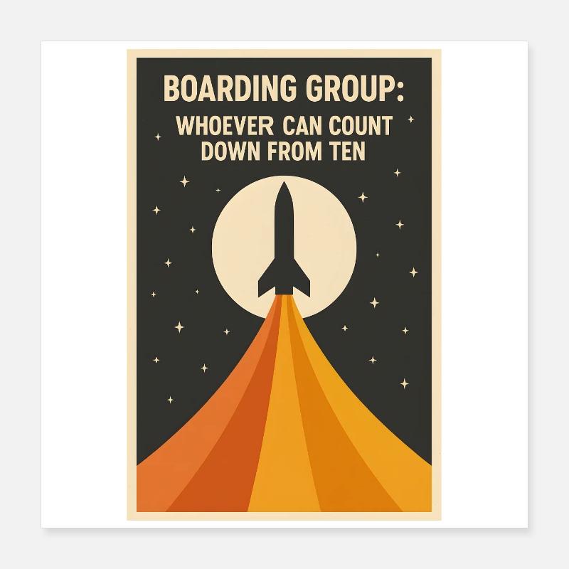 Départ à rebours | Humore spatial Poster 40 x 40 cm