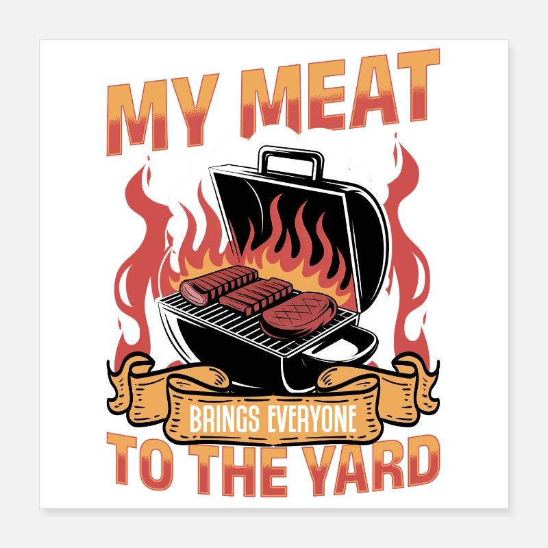 BBQ Grilling Meat Smoking Barbecue Poster 16" x 16" (40x40 cm)