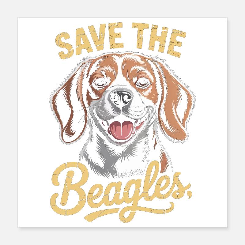 Save the Beagles Illustration Poster 40 x 40 cm