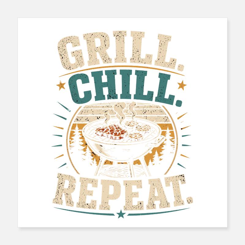 Cadeau BBQ Father Father Hero Grill Master Poster 40 x 40 cm