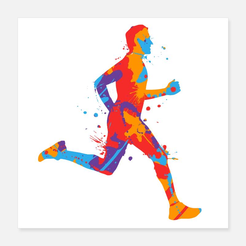 Course de jogging colorée Garçons garçons Coureurs Poster 40 x 40 cm