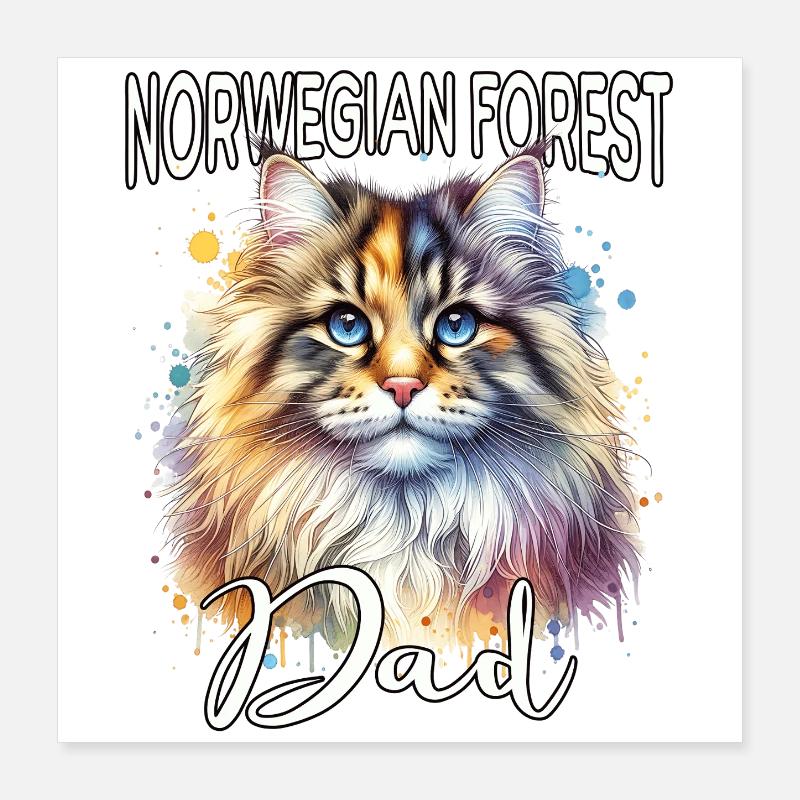 Norwegian Forest Cat Dad Poster 16" x 16" (40x40 cm)