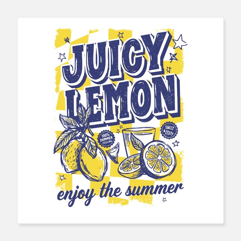 Juicy Lemon Sommer Citrus Design Poster 40x40 cm