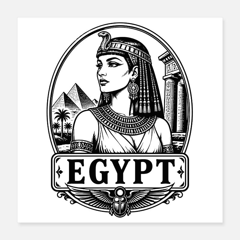 Pyramides de la reine du Nil de Cléopâtre Égypte Poster 40 x 40 cm