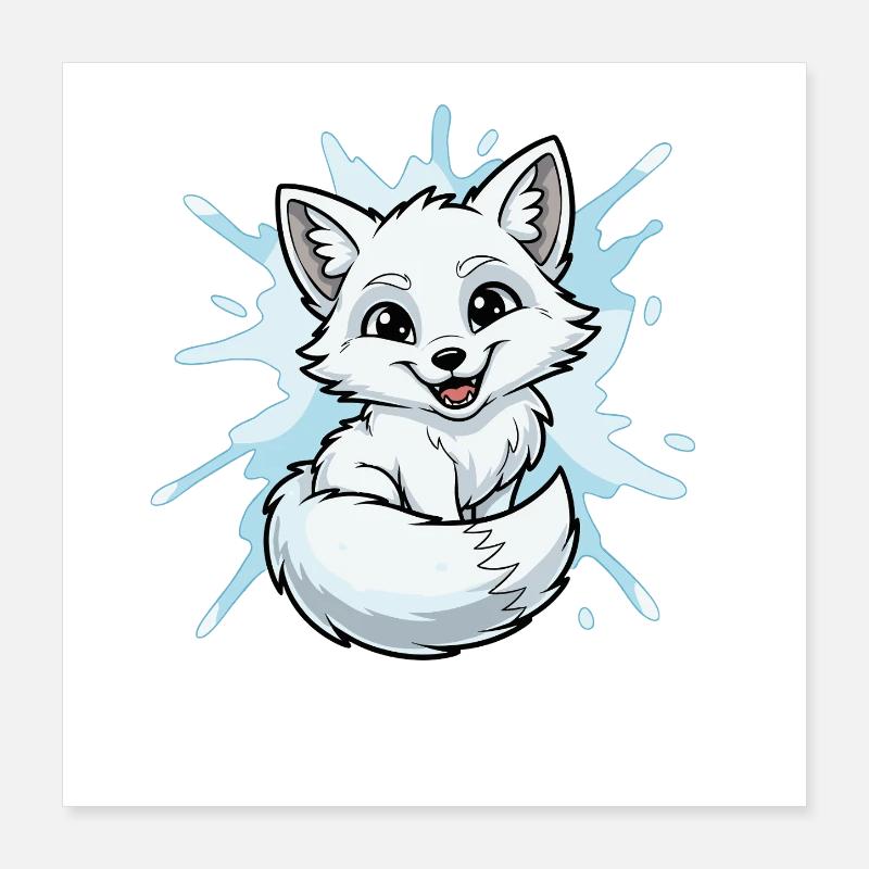 Water Splash Fox Character Poster 16" x 16" (40x40 cm)