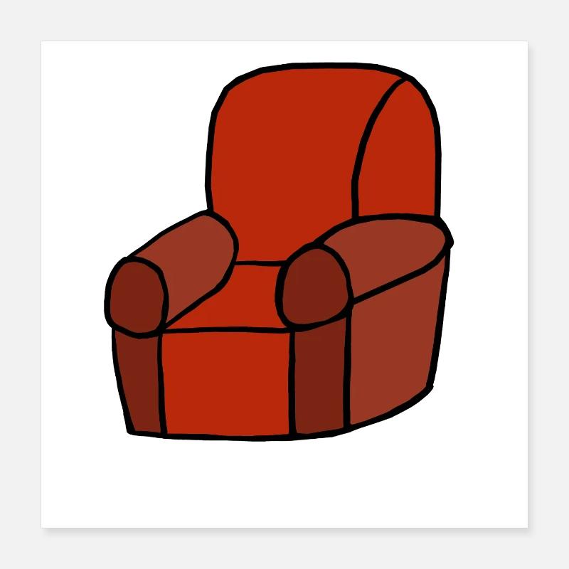Silhouette de chaise longue rouge Poster 40 x 40 cm