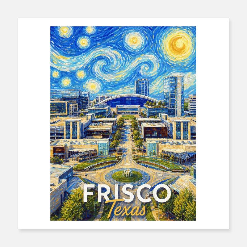 Frisco Texas Starry Night Poster 40 x 40 cm