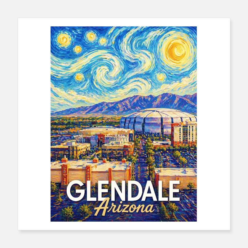 Glendale Arizona Starry Night Poster 16" x 16" (40x40 cm)