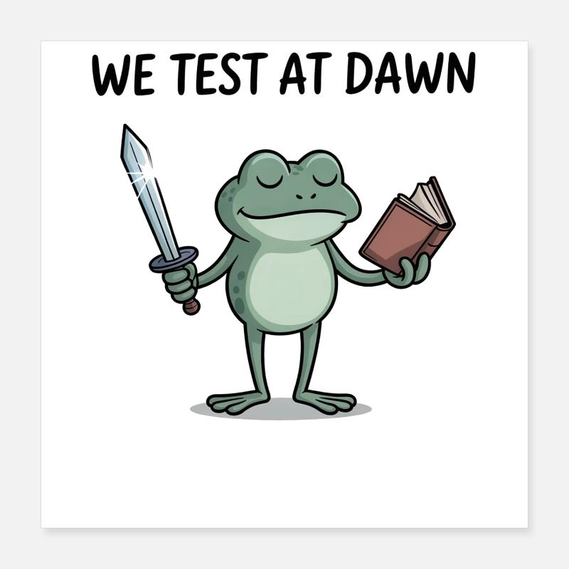 Guerrier Grenouille de l’Aube : Épée et Livre Poster 40 x 40 cm