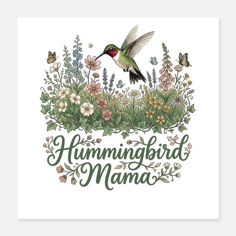 Maman Colibri à gorge rubis Maman Poster 40 x 40 cm