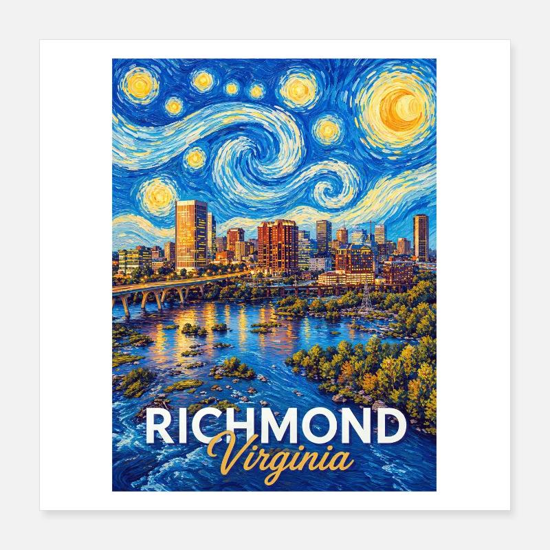 Richmond Starry Skyline, Virginie Poster 40 x 40 cm