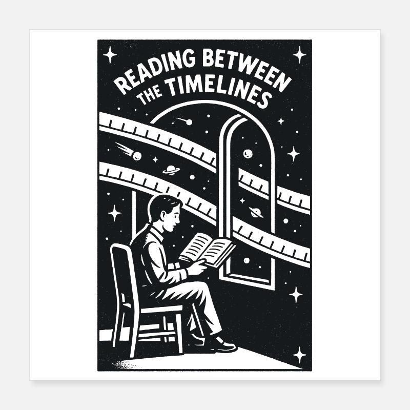 Reading Between Timelines | Sci-Fi Book - Poster 16" x 16" (40x40 cm) - white