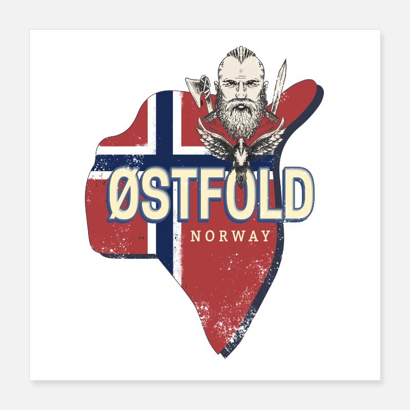 Østfold province in Norway with map souvenir Poster 16" x 16" (40x40 cm)