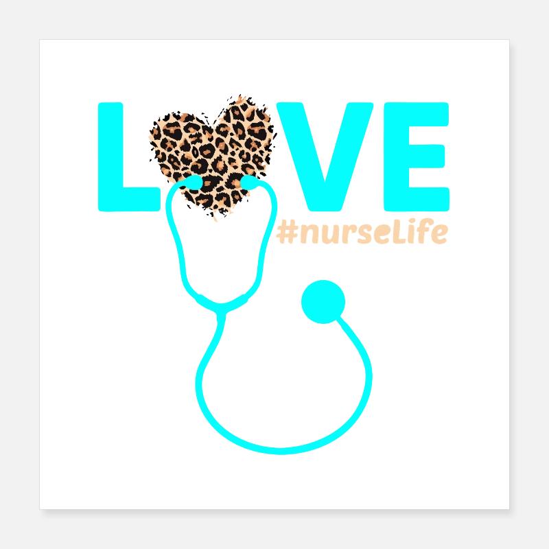 Liebe Nursing Leopard Heart Poster 40x40 cm