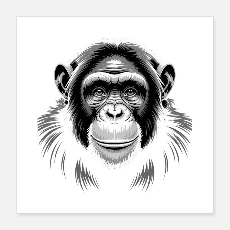 Chimpanzé singe Poster 40 x 40 cm