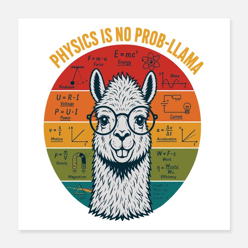 Physics Is No Prob-Llama Physik Lehrer Shirt Poster 40x40 cm