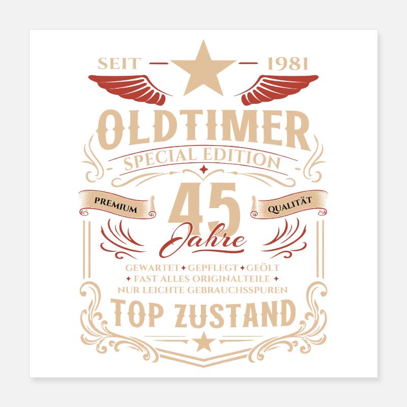 45. Geburtstag Geschenk Mann Oldtimer Vintage 1981 Poster 40x40 cm