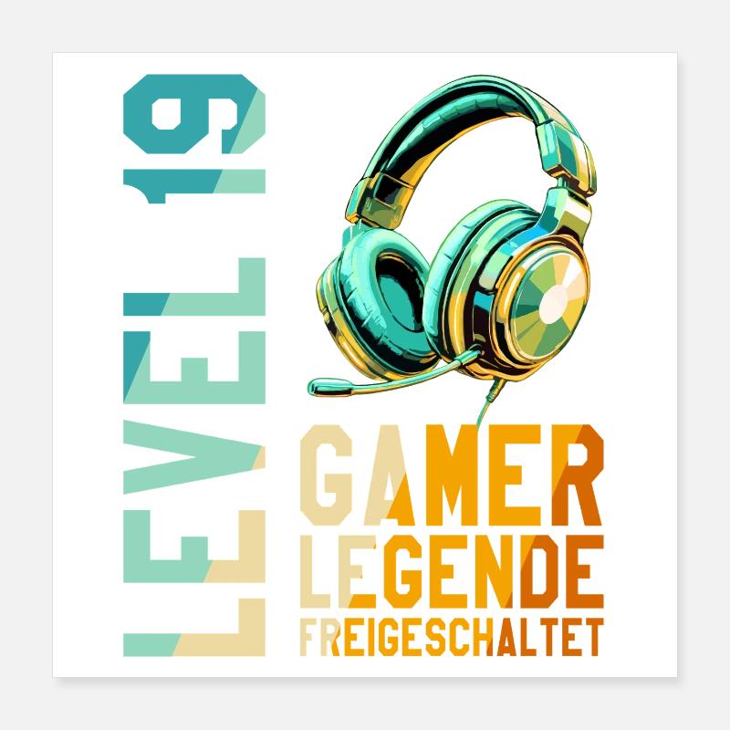 19. Geburtstag Junge Mädchen Gaming Level 19 Jahre Poster 40x40 cm