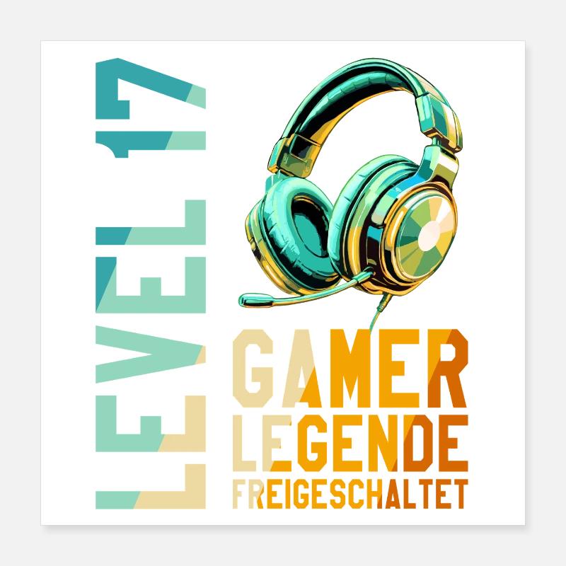 17. Geburtstag Junge Mädchen Gaming Level 17 Jahre Poster 40x40 cm