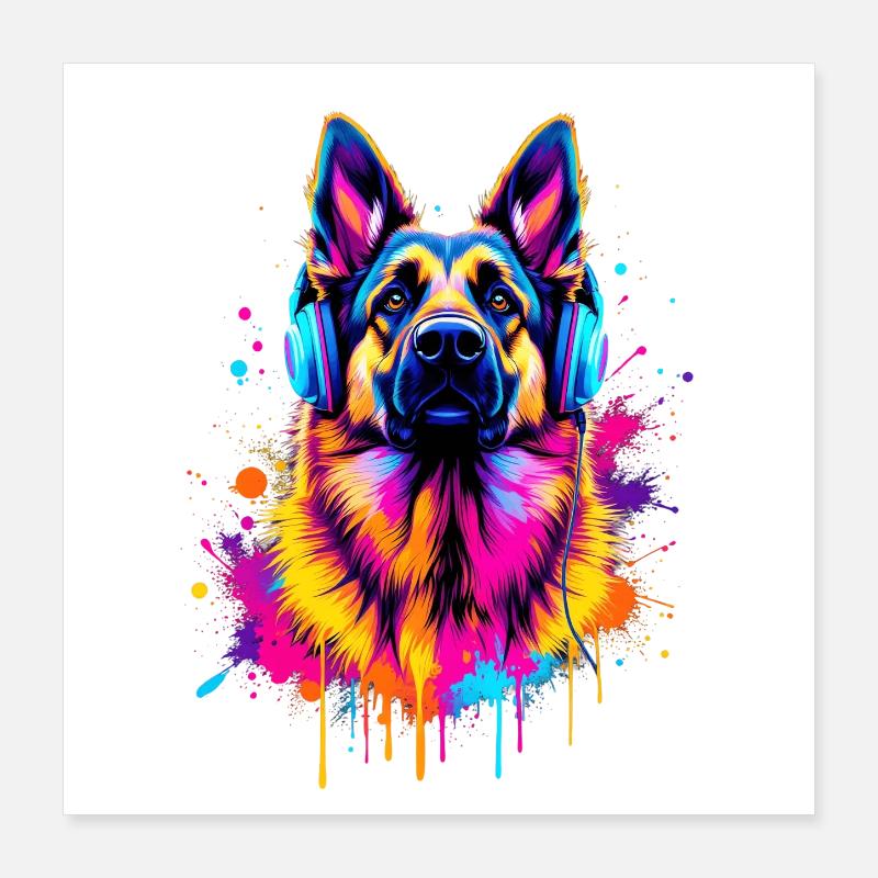 Deutscher Schäferhund Poster 40x40 cm