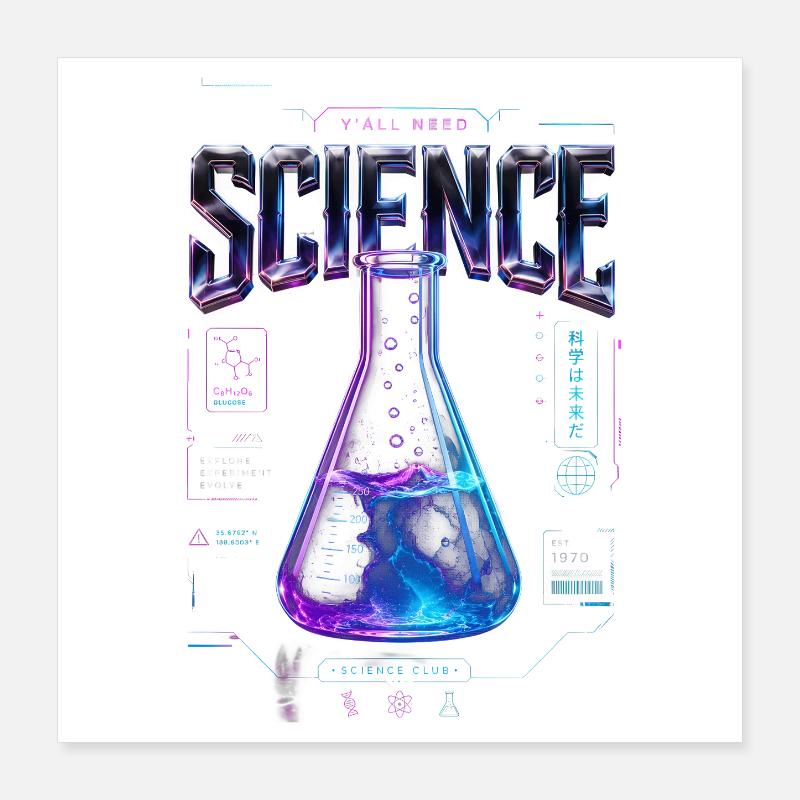Neon-Wissenschaft Becherdesign Poster 40x40 cm
