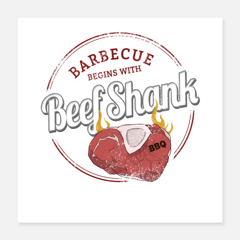 Barbecue en jarret de bœuf Beef Knuckle Vintage BBQ Design Poster 40 x 40 cm