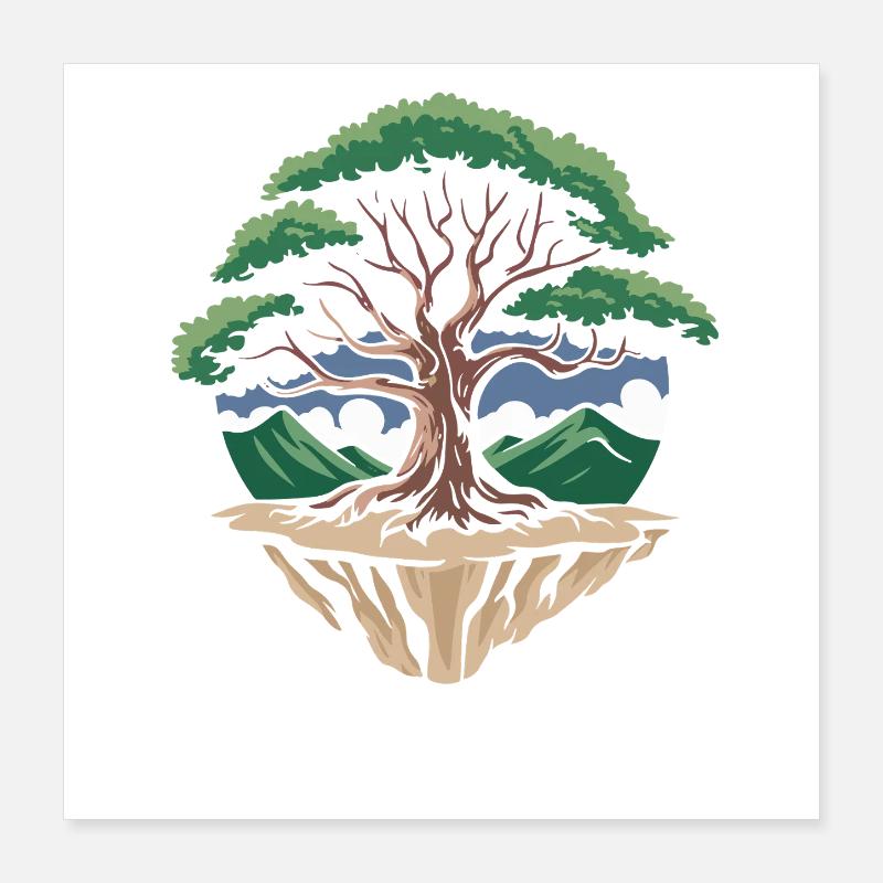 Paysage du cercle de l’île Tree Poster 40 x 40 cm