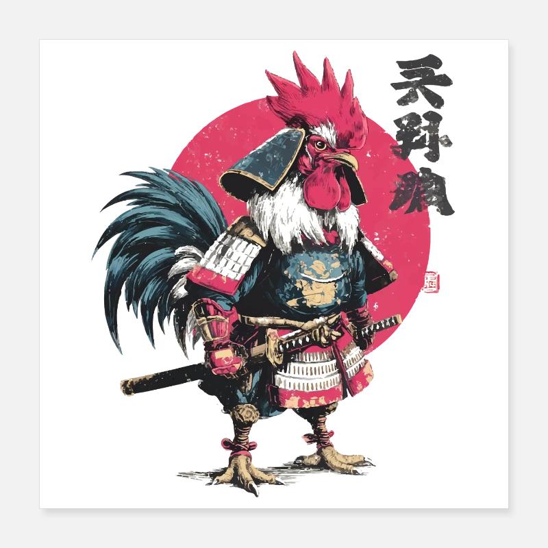 Rooster Samurai Armor Poster 16" x 16" (40x40 cm)