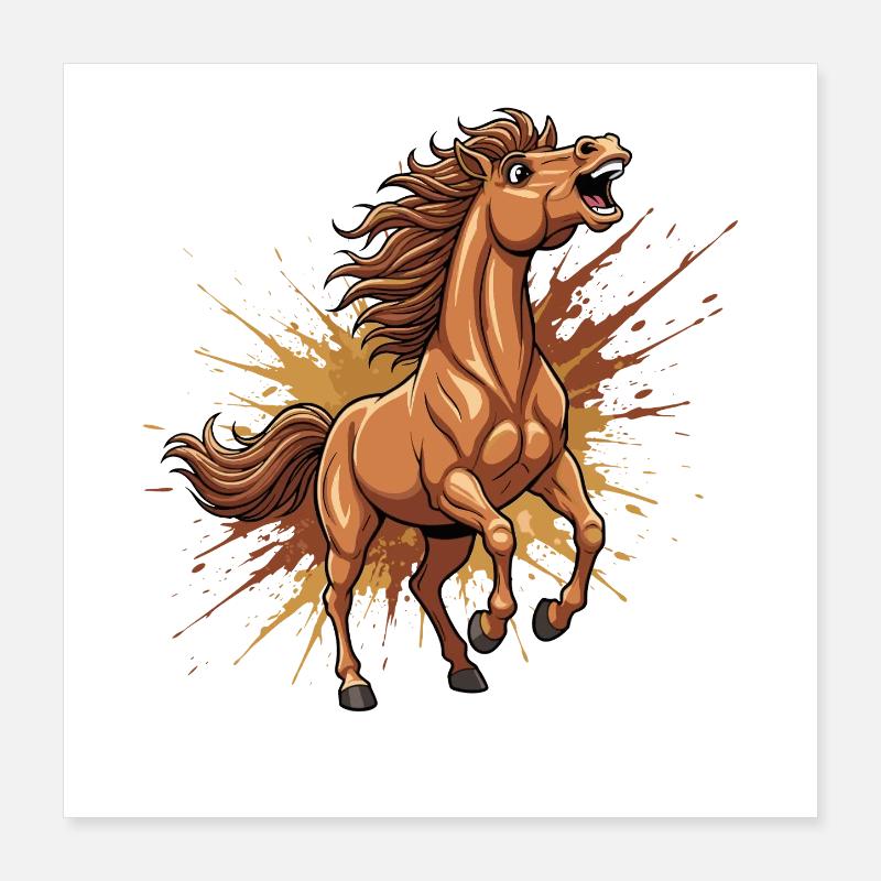 Wildes Pferd im Farbschwall Poster 40x40 cm