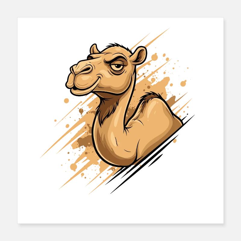 Éclaboussure de dessin animé de chameau Poster 40 x 40 cm
