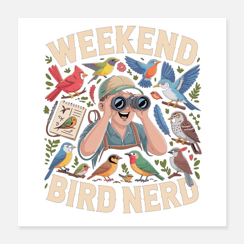 Weekend Bird Nerd Vogelbeobachter Poster 40x40 cm