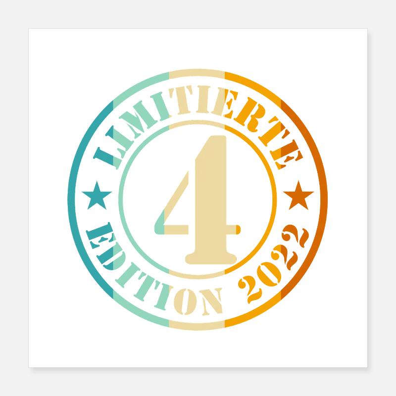 4e anniversaire, jeunes filles Poster 40 x 40 cm